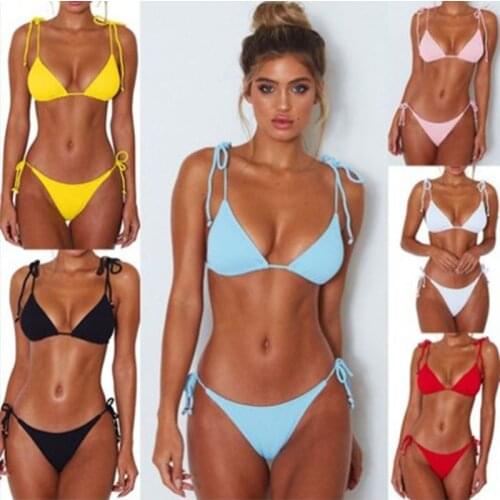 Womens Swimsuit Ladies Swimsuit With 6-Color Bikini Split Swimsuit Sexy Bikini Swimming Pool Party Essential High Waist Bikini