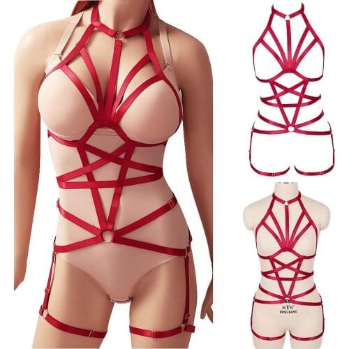 Sword Belt Pentagram Harness For Sexy Lingerie Exotic Accessories Full Body Suspender Bondage Garters Fetish Goth Bdsm Stocking