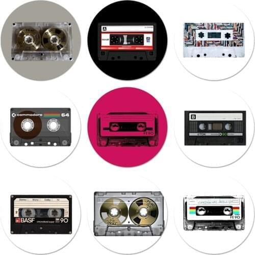 Classical Old Cassette Icons Pins Badge Decoration Brooches Metal Badges For Backpack Decoration 58mm