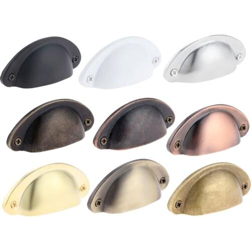 1set Shell shape Pull Handle Knob w/screw 82*35mm Brushed Antique Bronze/Yellow/Black/White/Red Copper/Silver/Gold Drawer Chest