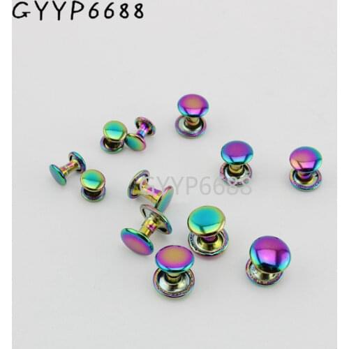 10-30-100pcs 6*6mm 8*8mm 10*8mm Iridescent rainbow fastened double rivet stud for shoes, DIY metal rivets tone on tone