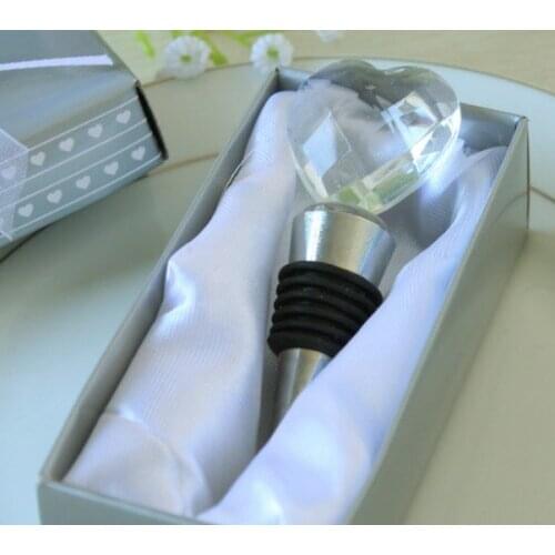 15 Pieces/lot) Crystal Wedding gift of Chrome Bottle Stopper with Crystal Heart Love Gift For Bridal shower Party Favors