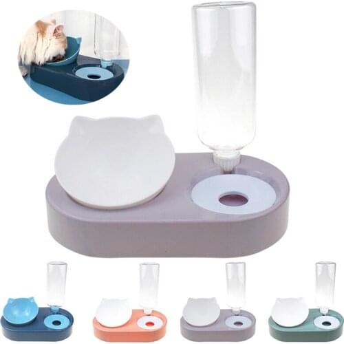 2-in-1 Pet Cat Bowl Water Dispenser Automatic Water Storage Cat Food Bowl Water Container Kitten Drinking Dogs Feeder Waterer