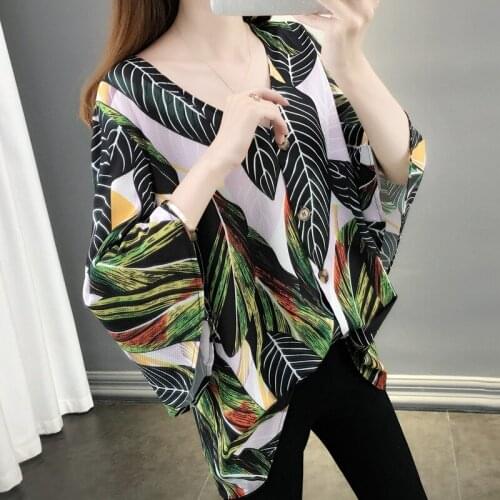 2021 Summer Sexy V Neck Women Blouses Casaul Chiffon Tops Print Floral Korean Style Womens Clothing Camisas De Mujer WPY2741
