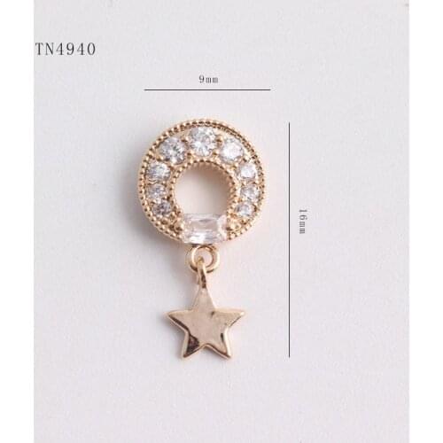 5pcs Round star zircon tassel pendant nail art decorations crystals nails accessories nail rhinestones charms nails art TN4940