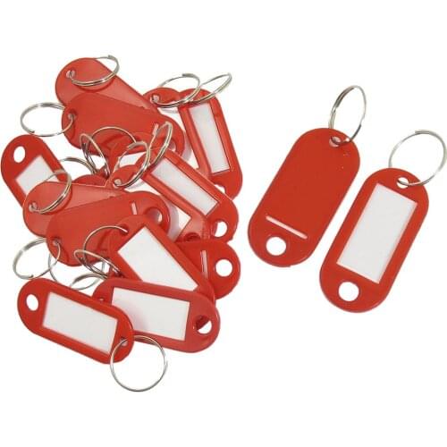 20 Pcs Key ID Label Tags Split Ring Keyring Keychain Red Key Fobs ID Tags