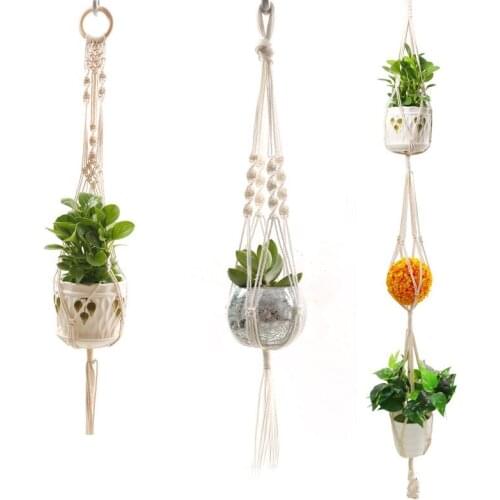 Bohomia Decor Plant Flower Pot Net Bag Balcony Flowerpot Bonsai String Net Hand Made Flower Pot Holder Garden Supplies Cotton