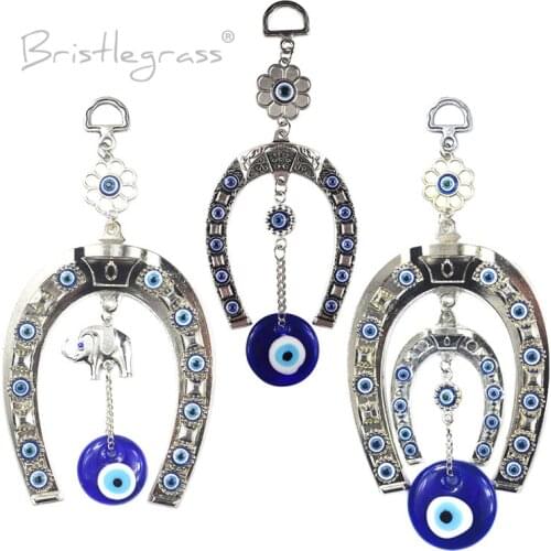 BRISTLEGRASS Turkish Blue Evil Eye Horseshoe Elephant Wall Hanging Pendant Pendulum Amulet Lucky Charm Blessing Protection Decor