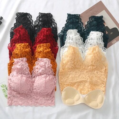 Linbaiway Womens Plus Size Bras Wireless Fitness Seamless Sports Bras Brassieres Underwear Beauty Back Push Up Lace Vest