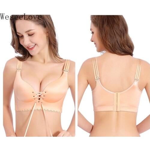 WeseeLove 80-120 Padded Push Up Bras Add Two Cups Brassiere Unlined Seamless Bra for Women A B cups