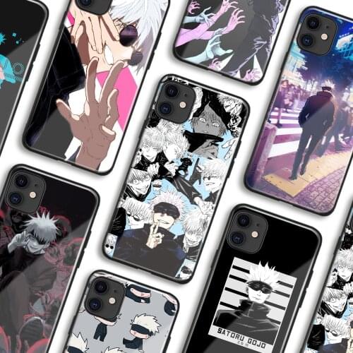 Satoru Gojo Jujutsu Kaisen Anime Phone Cases For iPhone 11 12 Mini Pro XS Max 6s X XR 6 7 8 Plus SE Soft TPU Glass Cover Shell