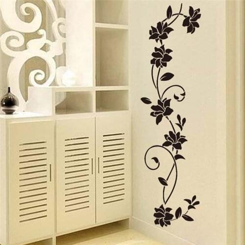 Black flower Vine Wall Stickers Refrigerator Window cupboard Home Decorations Diy Home Decals Art Mural Posters Home Decor