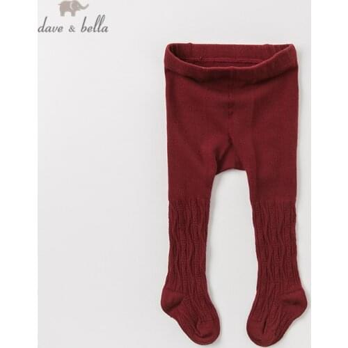 DK0159 dave bella autumn infant baby girls lolita red solid leggings children fashion leggings