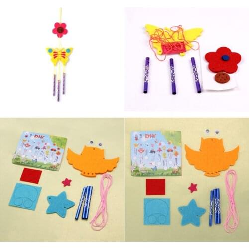 DIY Kids Child Wind Chimes Aeolian Bells Educational Puzzle Toys Craft Kits Animal Style Decorative Wind Chime Pendant