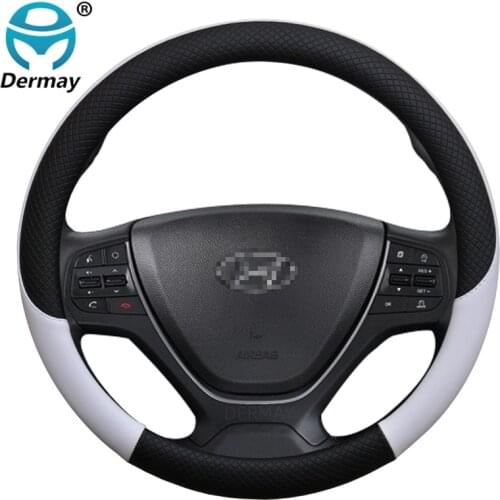 For Hyundai i20 MK1 MK2 MK3 Inokom i20 Elite i20 Car Steering Wheel Cover Leather Anti-slip 100% DERMAY Brand Auto Accessories