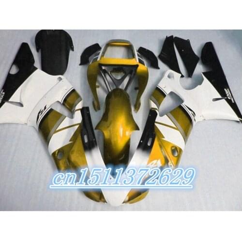 Dor-high quality YZFR1 98-99 YZF R1 1998-1999 98 99 YZF-R1 1998 1999 ABS full motorcycle fairing kit black white gold D