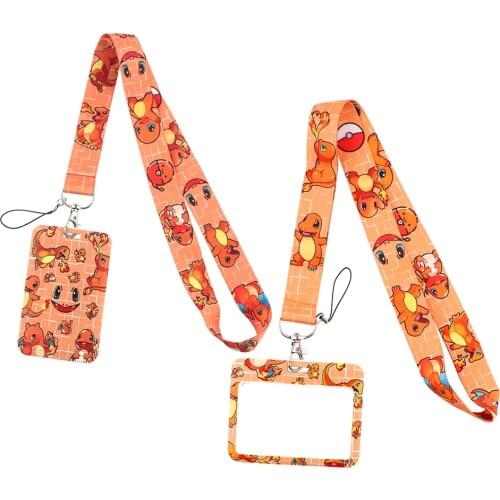 ER768 Anime Fire Dragon Lanyard Card Holder Student Hanging Neck Mobile Phone Lanyard Badge Subway Access Card Holder Fans Gifts