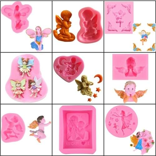 Fairy Angel Silicone Mold Gumpaste Chocolate Clay Candy Molds Fondant Cake Decorating Tools DIY Baking Moulds