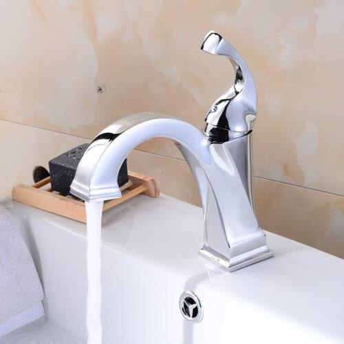 Vidric chrome brass European-style deck mounted single handle single hole basin faucet hot cold mixer tap Bathroom faucet