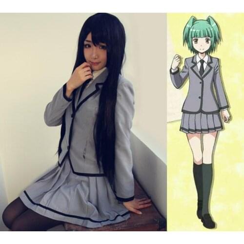 Kaede Kayano Cos Assassination Classroom Costume Blazer Skirt Wig Tie Anime Cosplay School Uniform Gray Halloween Cos