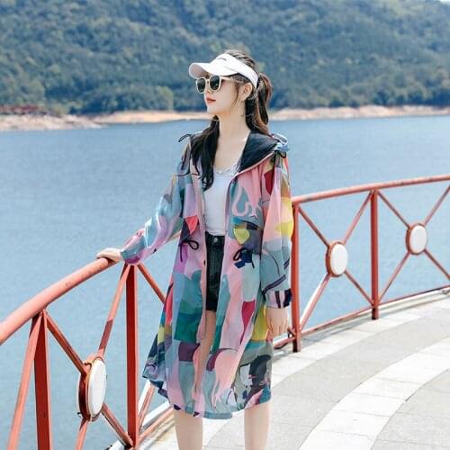 Camouflage Sun-Proof Clothing Womens Mid-Length 2020 Summer Sun Blocking Shirt Seaside Holiday Loose Color Shirt