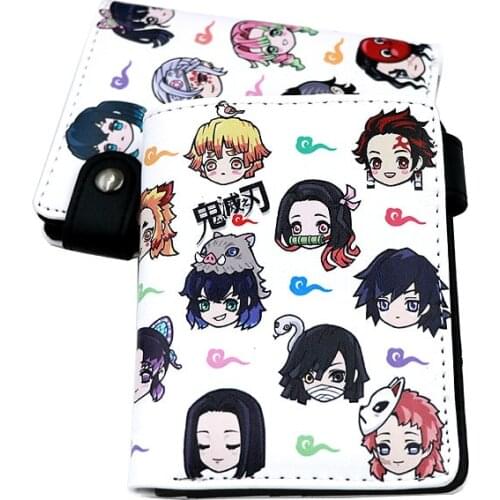 Kimetsu No Yaiba Anime Demon Slayer Soft Button Wallet Kochou Shinobu Zipper Coin Card Purse