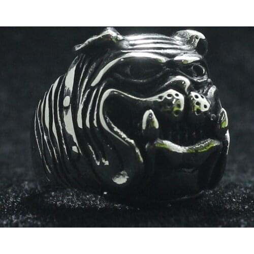 316L Stainless Steel Cool Punk Gothic Bull Dog Classic Ring