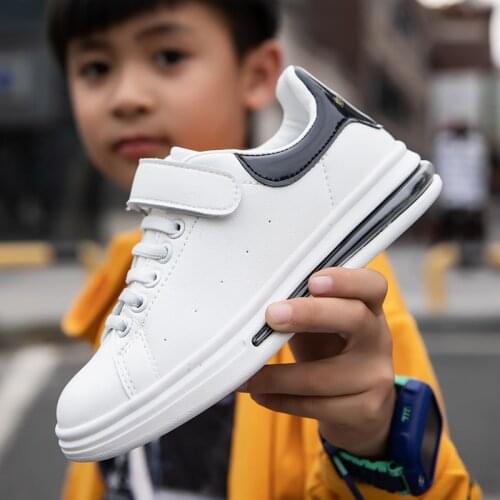 Kids Sneakers Breathable PU Leather Children Casual Shoes Flat Bottom Child Boys Student White Sports Board Shoes Girls Trainers