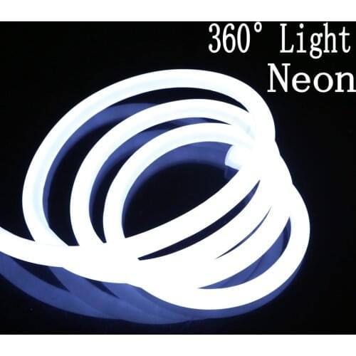 360 Degree Round LED neon Strip 220V 240v Flexible Neon Light Waterproof 120leds/m round two-wire Outdoor light 1m 5m 10m 20m 50