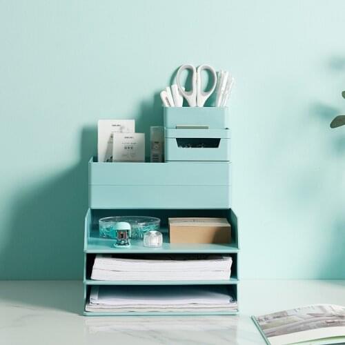 Multifunctional A4 File Tray with Pen Holder Paper Magazine Document Storage Rack Book Stand Desk Organizer Office Accessories