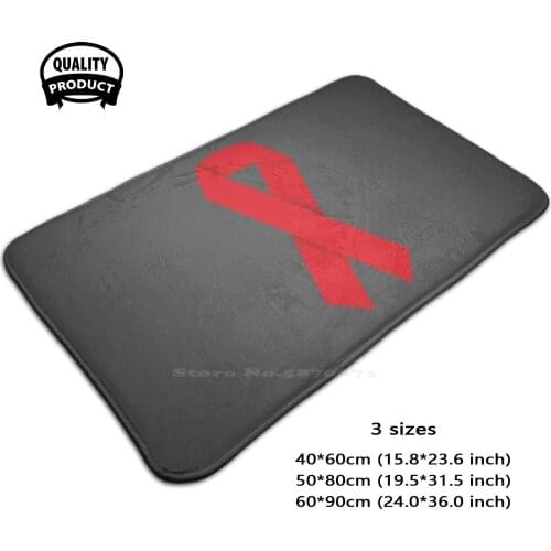 Red Bow Soft House Family Anti-Slip Mat Rug Carpet Red Loop Aids Hiv Solidarity Infected Ribbon Symbol Twisted
