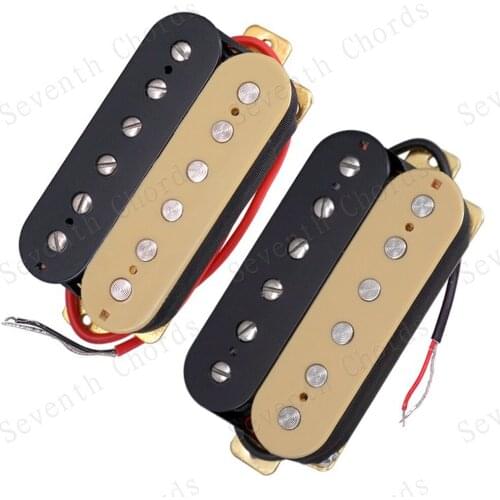 A Set 2 Pcs Cream & Black Opened Electric Guitar Humbucker Double Coil Pickups,(Without Ring)