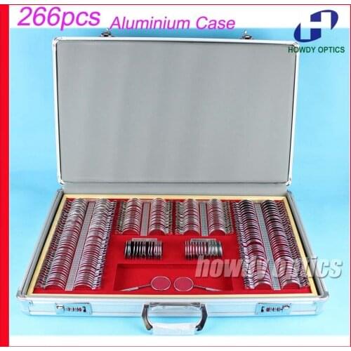 266 PCS Optical Ophthalmic Trial Lens Set Trial case Shiny Metal Rim Aluminium case Lens Dia.36.5mm