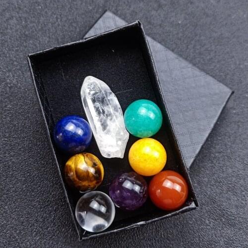 Round 7 Chakras Stone Jewelry Set meditation Beads No Hole Healing Natural Energy Charms White Crystal Decoration Wholesale Gift