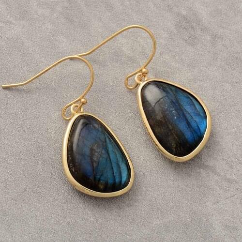 Charming Women Earrings Natural Stones Labradorite Dangle Earring Bold Fashion Luxury Designer Jewelry Bijoux