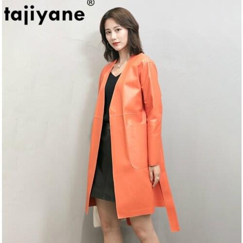 Tajiyane Spring Autumn Sheepskin Coat Real Genuine Leather Jacket Korean Fashion Office Ladies Female Long Coats 2xl S009 WPY349
