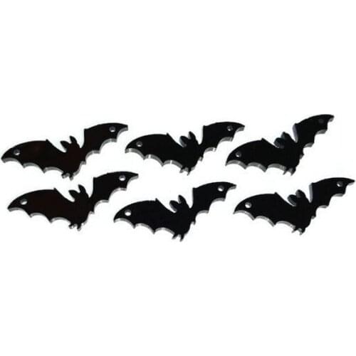 Bat Connector Charms | Black Laser Cut Acrylic Pendants | Wide Animal Jewellery Making Supply