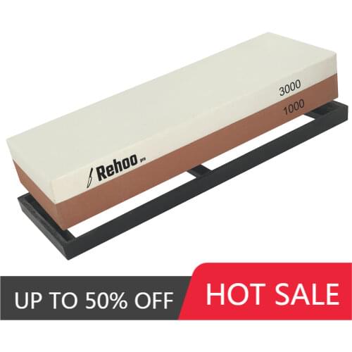 Rehoo Double-sided Whetstone 1000/3000 Mesh + Non-slip Rubber Pad, Chef Wet Stone For Knives, Blades, Waterstone, Kitchen Gadget