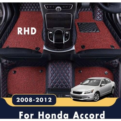 RHD Luxury Double Layer Wire Loop Carpets For Honda Accord 2012 2011 2010 2009 2008 Car Floor Mats Waterproof Decoration Covers