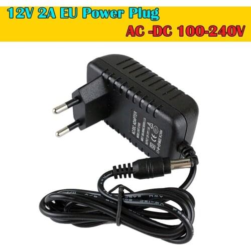 EU Type Plug AC 100-240V to DC 12V 2A Power Supply CCTV Camera LED Strip AC/DC Adapters Power Plug Adaptor Connector