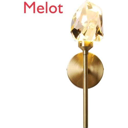 Post-Modern Simple and Light Luxury Copper Crystal Wall Lamp Bedroom Bedside Lamp Living Room Television Background Wall Lamp