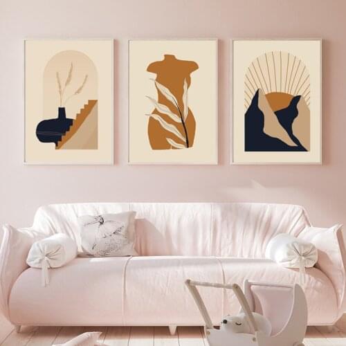 Modern Minimalist Abstract Aesthetic Wall Art Prints Boho Style Canvas Painting Posters and Pictures for Living Room Home Decor