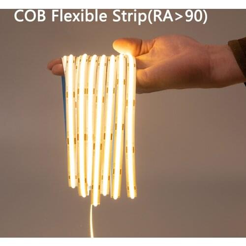COB LED Strip Light 480LEDs/M High-Density Flexible LED Lights for Decoration Lighting DC 12V 24V Soft COB Strip Linear Dimmable