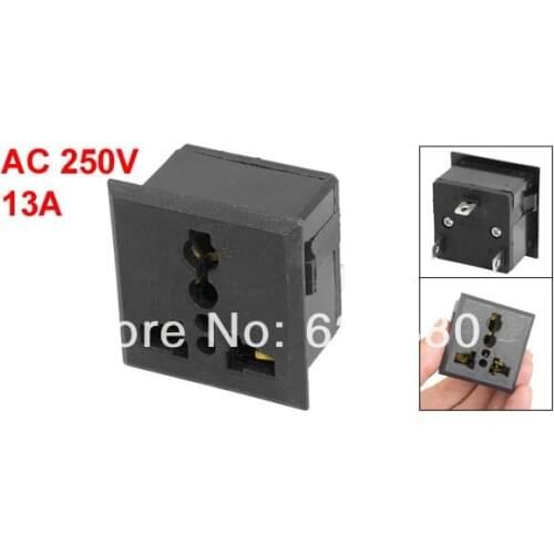 AC 250V 13A US USA UK EU Euro AU Panel Mount Snap in Universal Power Socket Outlet Receptacle Black