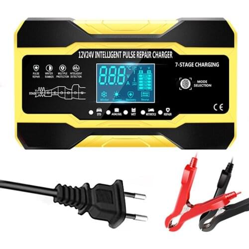 New 12V 10A 24V 5A Car Battery Charger LED Display 220V Fast Charging EU Plug Automatic Smart Motorcycle Car Charger