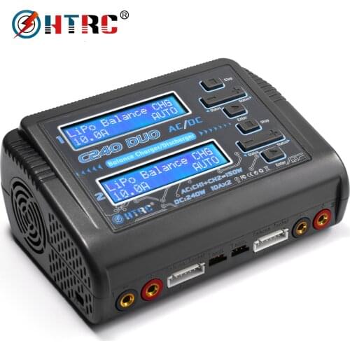 HTRC lipo charger C240 duo AC/150W DC/240W Dual Channel 10A Discharger for LiHV LiFe Lilon NiCd NiMh Pb Battery Balance charger