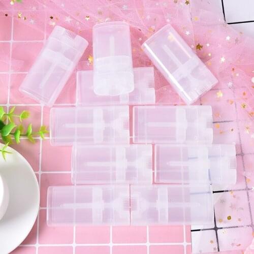 10Pcs/lot About 15g Fashion Lip Tube Plastic Empty DIY Oval Lip Balm Tubes Portable Deodorant Containers Clear Lipstick