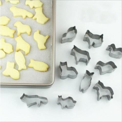 10pcs patisserie reposteria Cartoon Animal Metal Cookie Cutters Fondant Cake Cupcake Decor Biscuit Chocolate Pastry Mould Baking