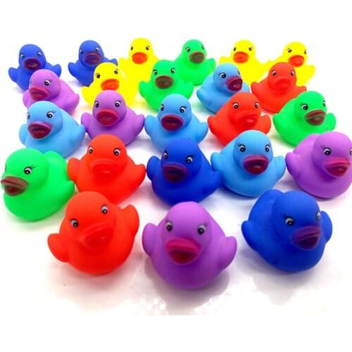 12pcs Cute Mini Colorful Rubber Float Squeaky Sound Duck Bath Toy Baby Bathroom Water Pool Funny Toys for Girls Boys Gifts