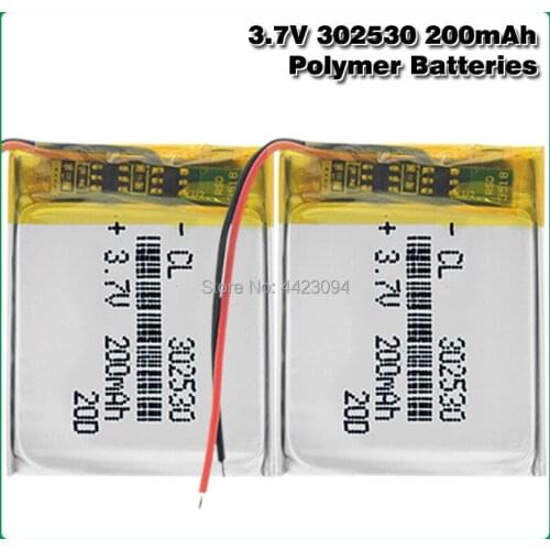 302530 200mah Lipo cells 3.7V Lithium Polymer Rechargeable Battery For MP3 MP4 MP5 GPS Smart watch Bluetooth headset Speaker Toy